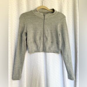 Forever 21 Ribbed Knit Zippered Long Sleeve Cropped Jacket L